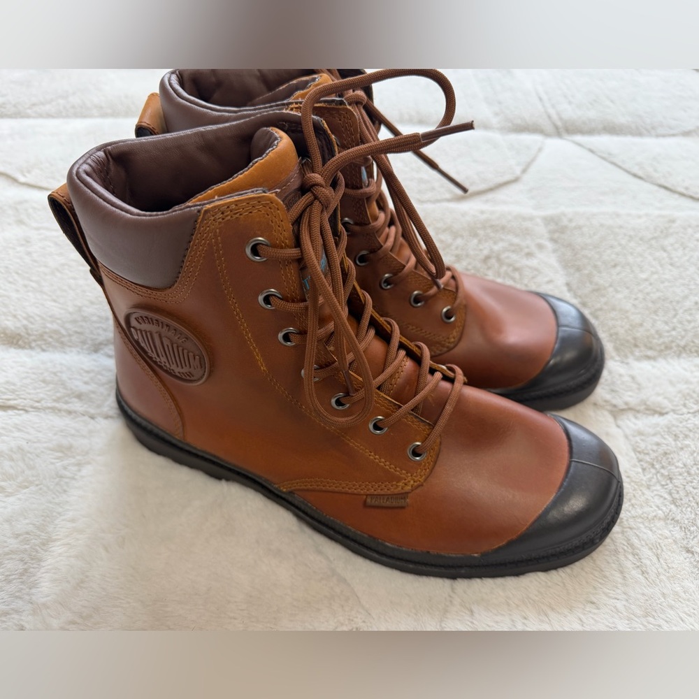 NEW! $139 Palladium Pampa Legacy Men's Brown Leather Lace-Up Ankle Boots 8 - Picture 2 of 7